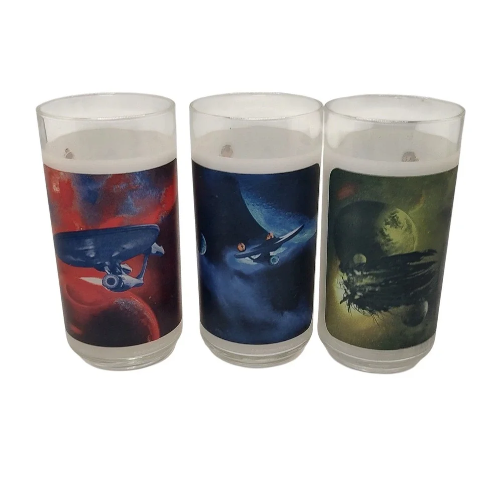 Star Trek Glasses Cups Collectors Set Burger King Exclusive‎ 2009 Three Set SEE